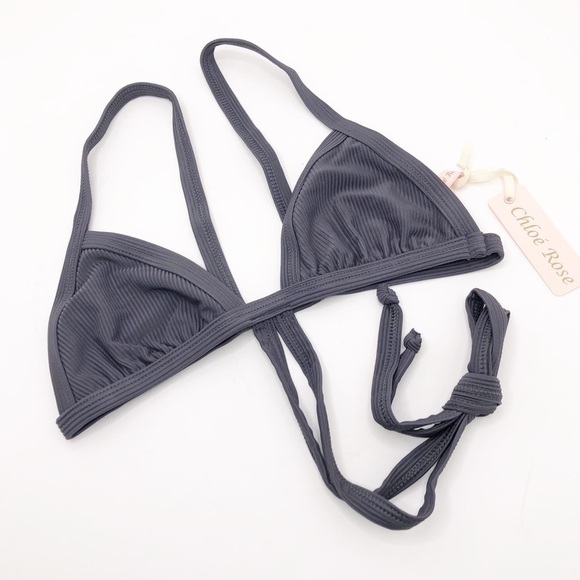 𝅺Chloe Rose Gray ribbed bikini top - Picture 4 of 13